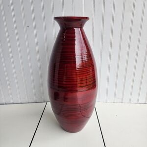 Apropos Home Collection 19" Wooden Vase Burgundy Dark Dee's Glossy
